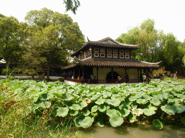 描述拙政园里的石舫，对拙政园的描写（金秋荷香——苏州拙政园<十>）