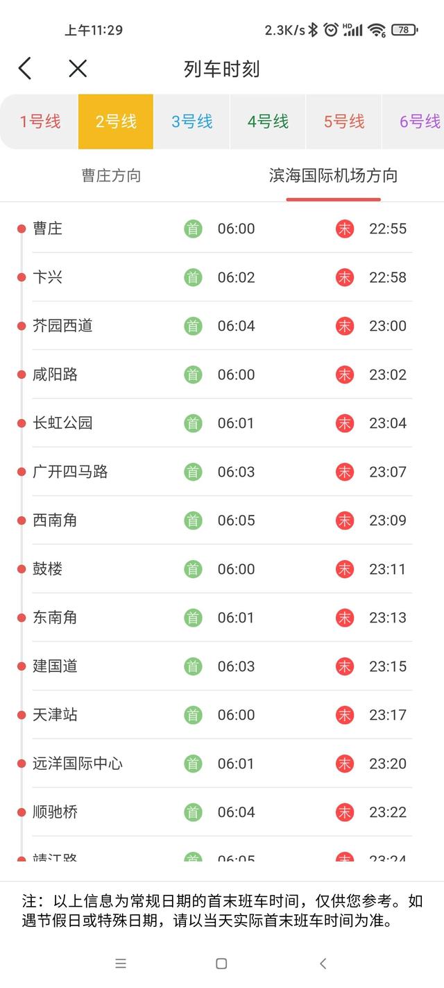 天津地铁2号线线路图，天津地铁2号线最新消息（天津地铁各线路首末班车时刻表）
