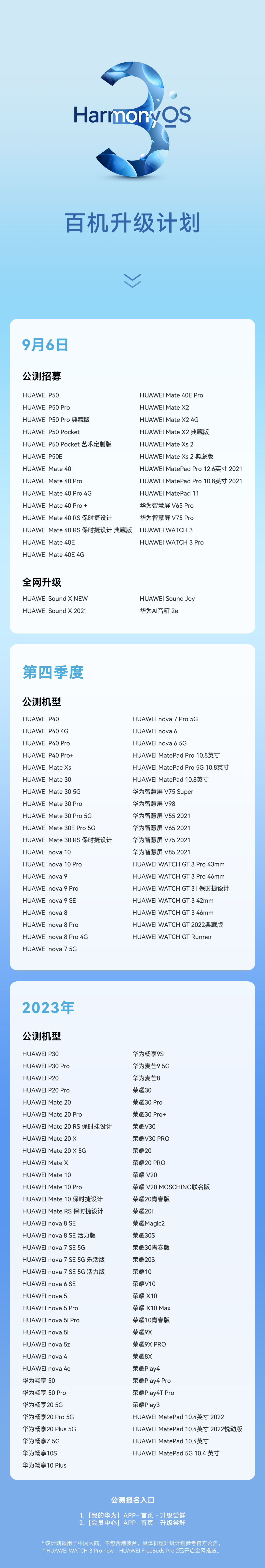 哪些手机可以升级鸿蒙系统（华为鸿蒙OS 3百机升级全名单公布）