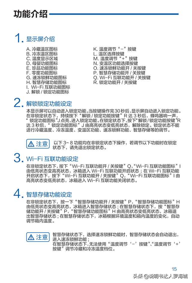 海尔冰箱使用说明书，海尔冰箱操作手册介绍（BCD-461WGHFD14WYU1说明书）