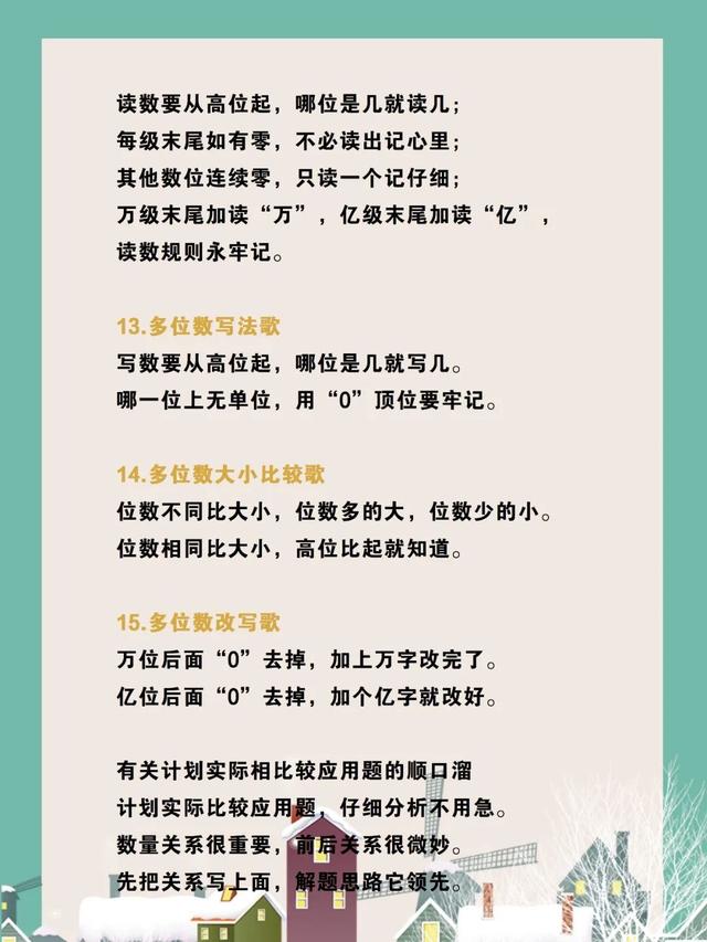 九九数学乘法口诀，小学数学41组“数学顺口溜”+大九九乘法口诀表
