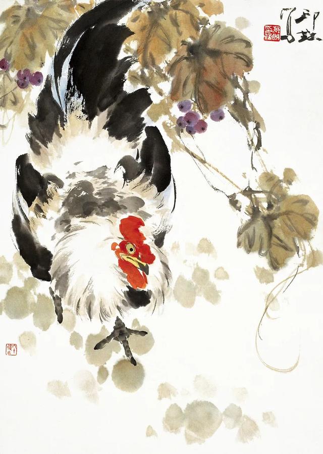如何画牛,萧朗笔下的鸡:雄鸡赳赳(怎么画牛最简单最好看)