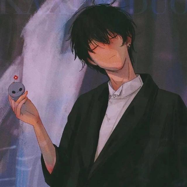 二次元男生头像，二次元丧系男头/黑白微信（有点丧的男生动漫头像）