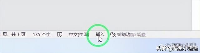 Word里改写和插入切换的2种方式