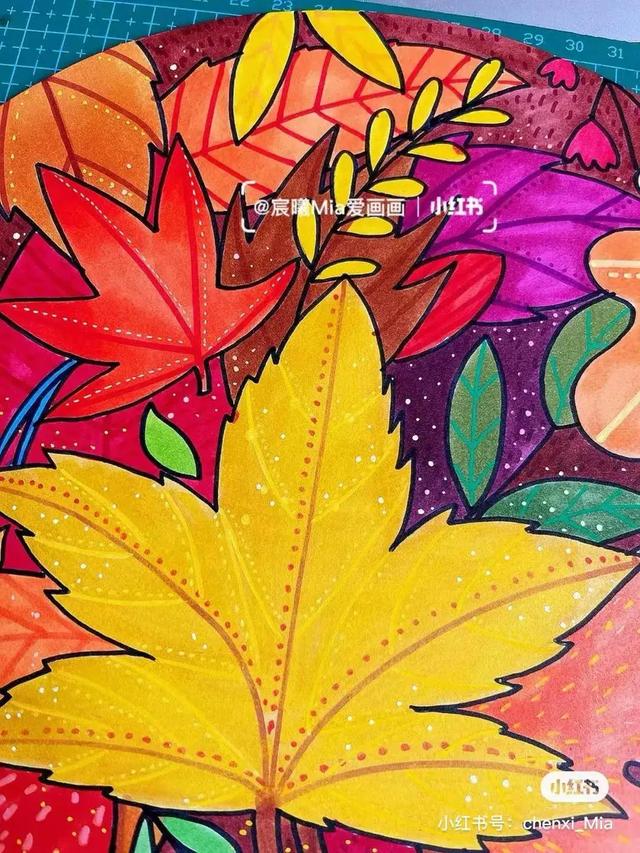 秋天最简单的画，简单秋天的简笔画方法（50张马克笔色彩丰富的秋天主题装饰画）