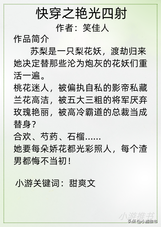 十本高质量甜宠文，十本快穿小说推荐，主娇宠甜文