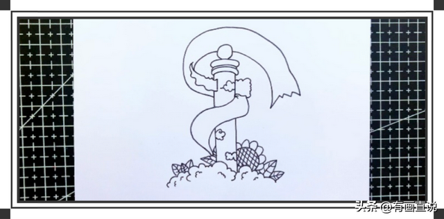 国庆节主题绘画简易画，彩色线描简笔画风格