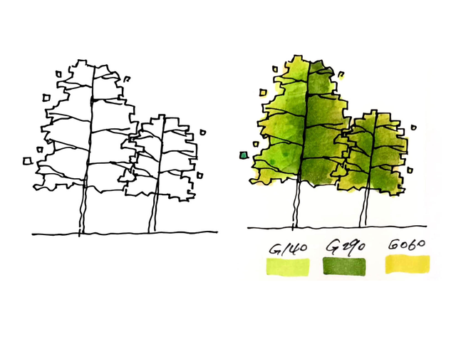 大树的画法简单又漂亮，简单大树的手绘画法（八种超简单背景树的画法+上色）