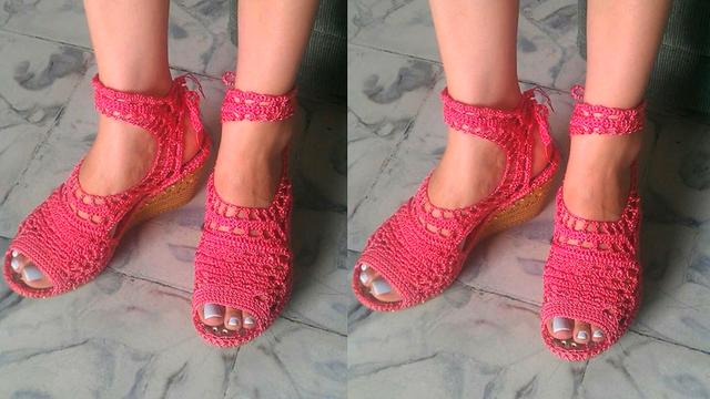 钩鞋子教程从头到尾纯色，像我这样手工钩编一双