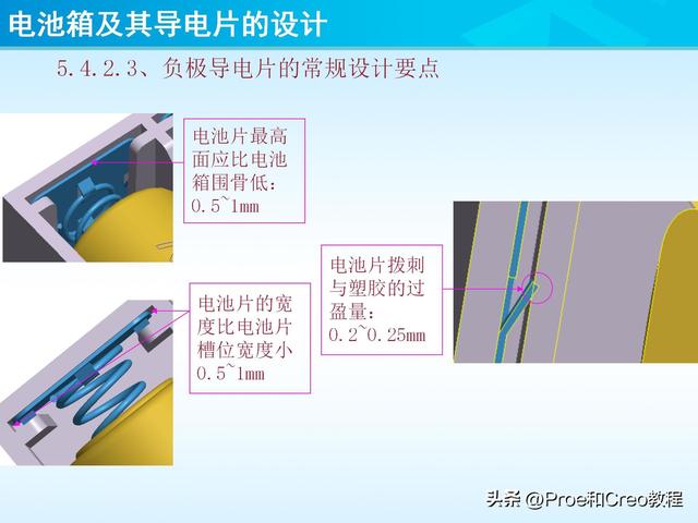 pro e教程，proengineer画图教程（Proe/Creo电池箱及其导电片的设计）