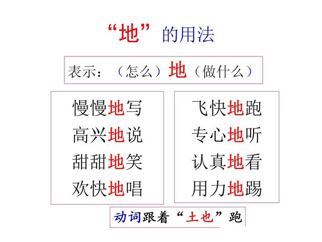 的得地的区别及用法及口诀表，的地得的区别和用法口诀（三个字的区别和用法。家长收藏吧）