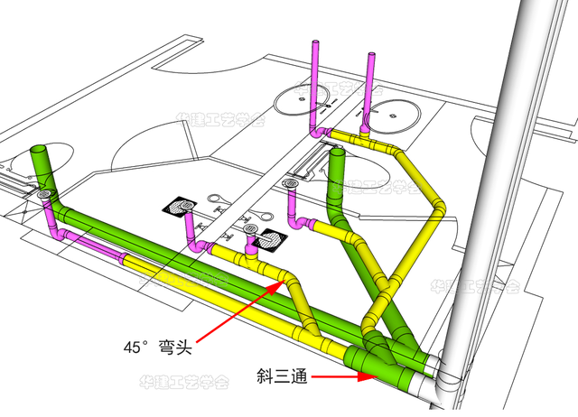 卫生间排水布管图图片