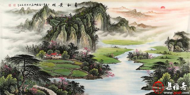 金色长城山水画，金色长城画的风水（陈厚刚山水画作品）