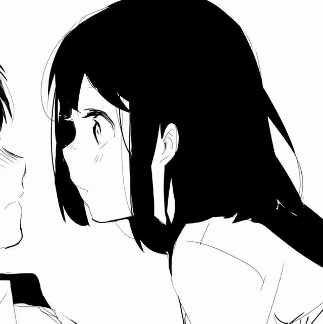 黑白日系情侣头像，日系黑白情头微信（超好看的动漫情侣黑白头像）