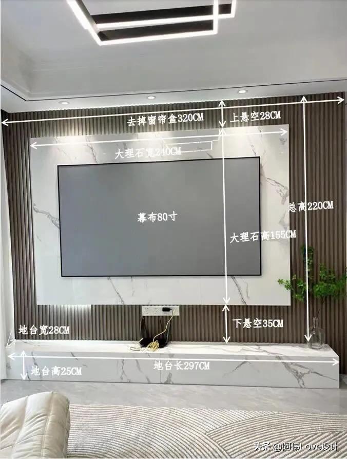 电视机标准尺寸一览表，电视机尺寸有哪些（30多款电视背景墙尺寸）