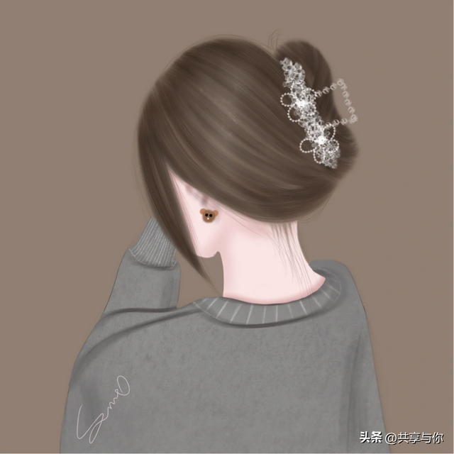 侧脸图片女生唯美，侧脸女生头像唯美微信（超美超温柔的手绘女生背影头像手绘女生背影头像）