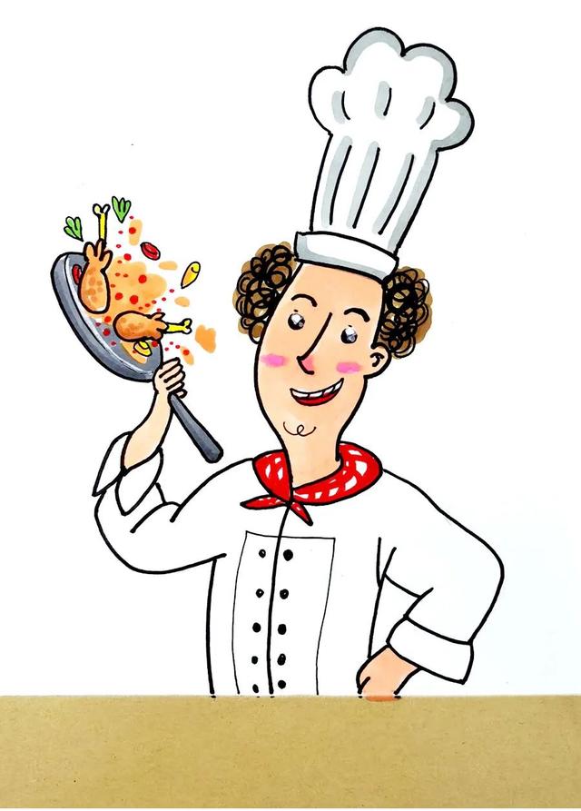 厨房怎么画简笔画，厨房怎么画简笔画 儿童（创意线描画--餐厅里的大厨师）