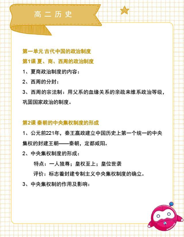 高一历史复习资料，历史复习必备资料