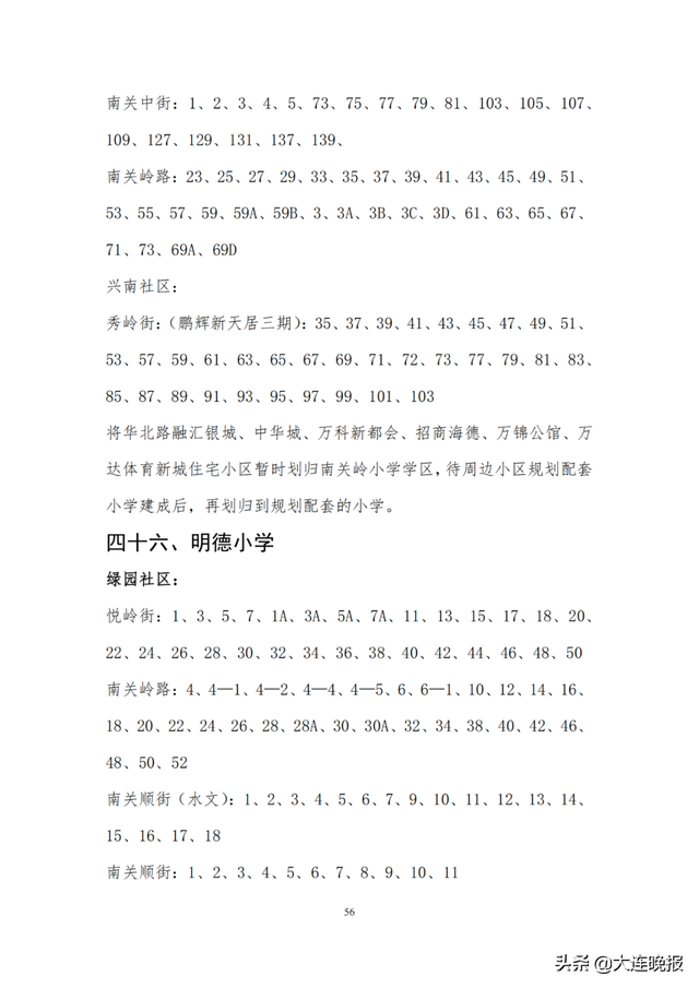 2022年大连甘井子区各所中学指标，甘井子区中小学学区划分