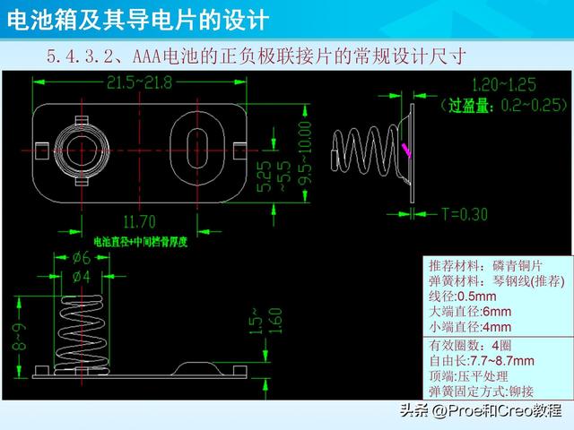 pro e教程，proengineer画图教程（Proe/Creo电池箱及其导电片的设计）
