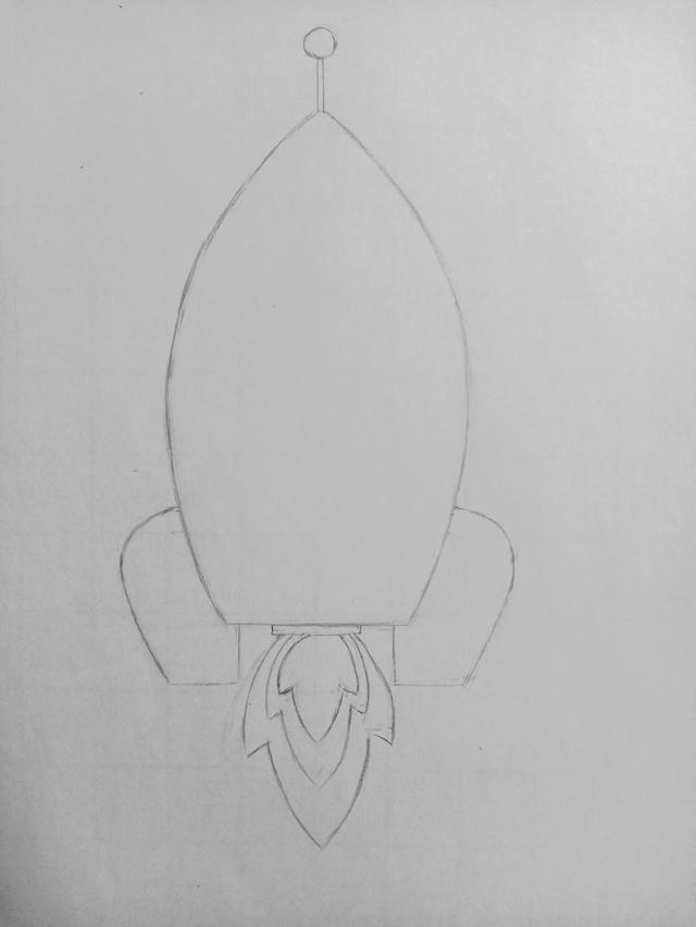 火箭画（火箭画法），科技火箭画创意简介50字（《小火箭》线描画绘画过程）