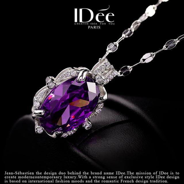 紫水晶项链代表什么，紫水晶手链代表什么（优雅出众——IDee紫水晶项链锁骨吊坠925银饰品）