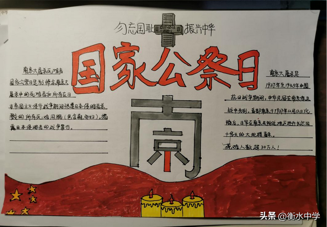 国家公祭日手抄报，今天国家公祭日手抄报（衡中开展国家公祭日手抄报绘制活动）