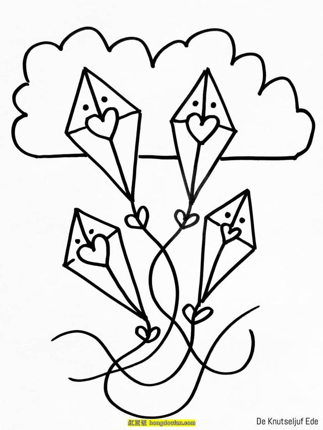 关于春天的简笔画，简笔画春天的画怎么画（春天一起去放风筝小学生简笔画）