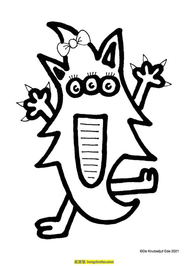 小怪兽简笔画教程，小怪兽简笔画教程图片（15张病毒小怪兽卡通幼儿简笔画）