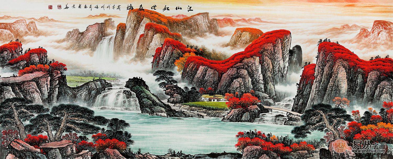 客厅风水画100幅，这几幅山水佳作不要错过