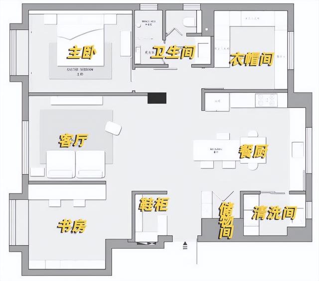 大开间一居室如何布置，110㎡只做一居室