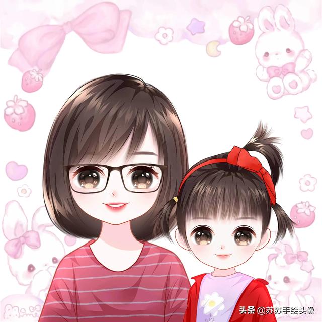 母亲节图片卡通，母亲节图片卡通人物（温馨幸福的亲子卡通头像）