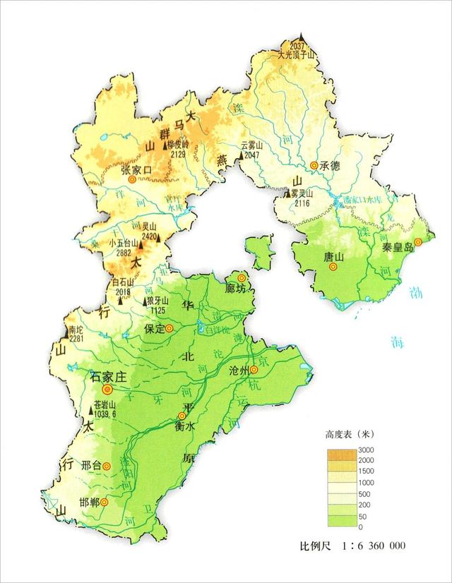 河北地图全图高清版大图，河北省卫星地图高清版大图最新版（漂亮简洁的中国各省区地形地势高清地图）