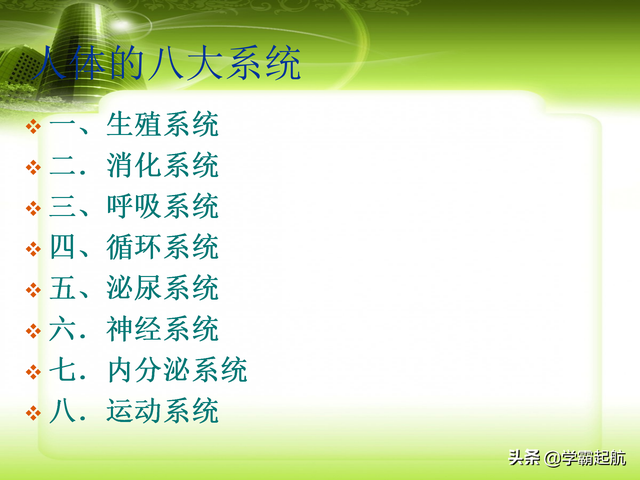 人体八大系统顺口溜，人体九大系统的顺口溜（期末必考考点——人体的八大系统）