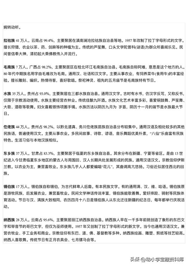 56个民族都有什么族，中国56个民族介绍