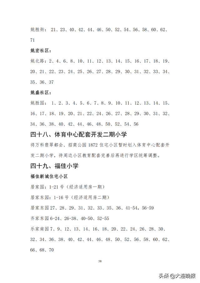 2022年大连甘井子区各所中学指标，甘井子区中小学学区划分