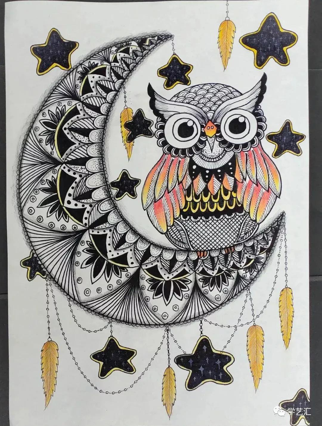 手工作品图片大全简单(创意手工制作 线描 马克笔 综合创意画)