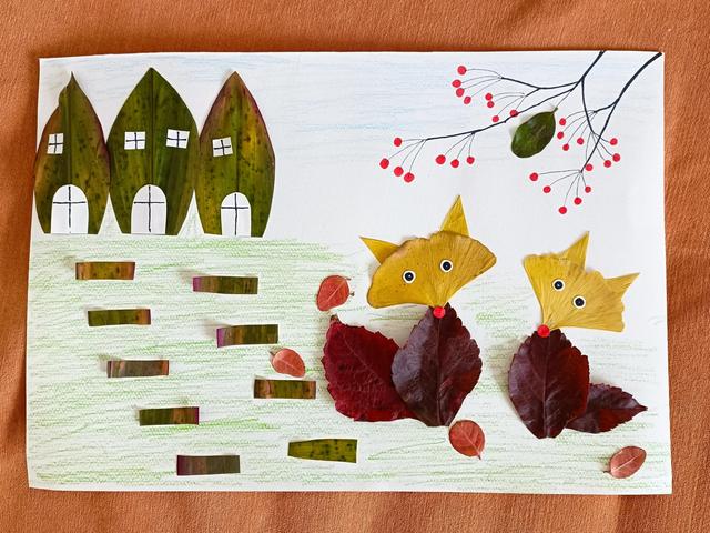 二年级简单的树叶画图片