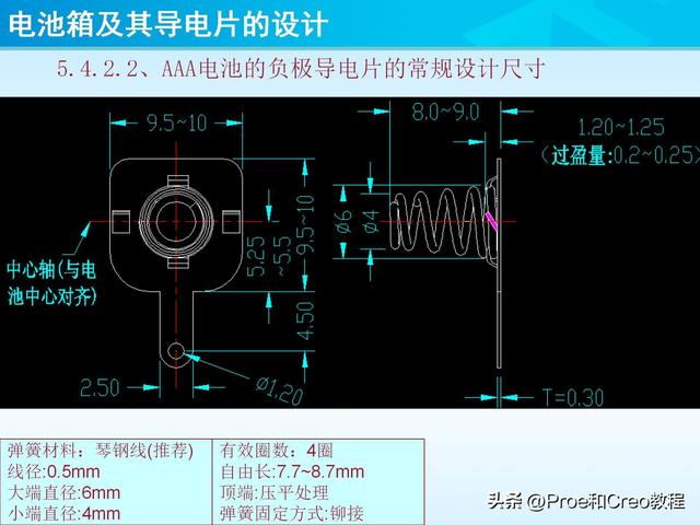 pro e教程，proengineer画图教程（Proe/Creo电池箱及其导电片的设计）