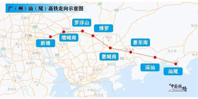 广汕高铁具体线路图，广东高铁规划线路图2030（广州至汕尾有望一小时内到达）