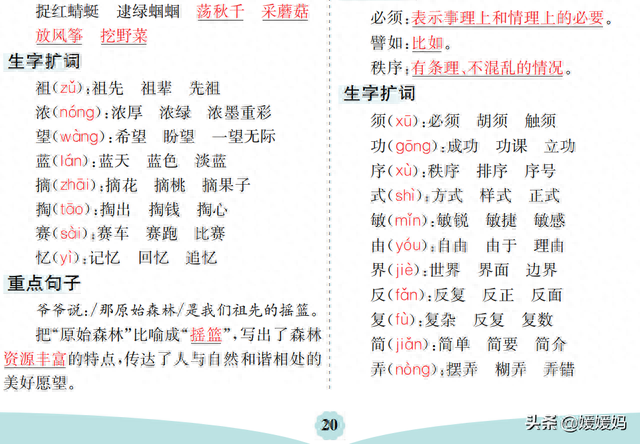 挡住的近义词，部编版语文二年级下册第八单元知识梳理及考点清单