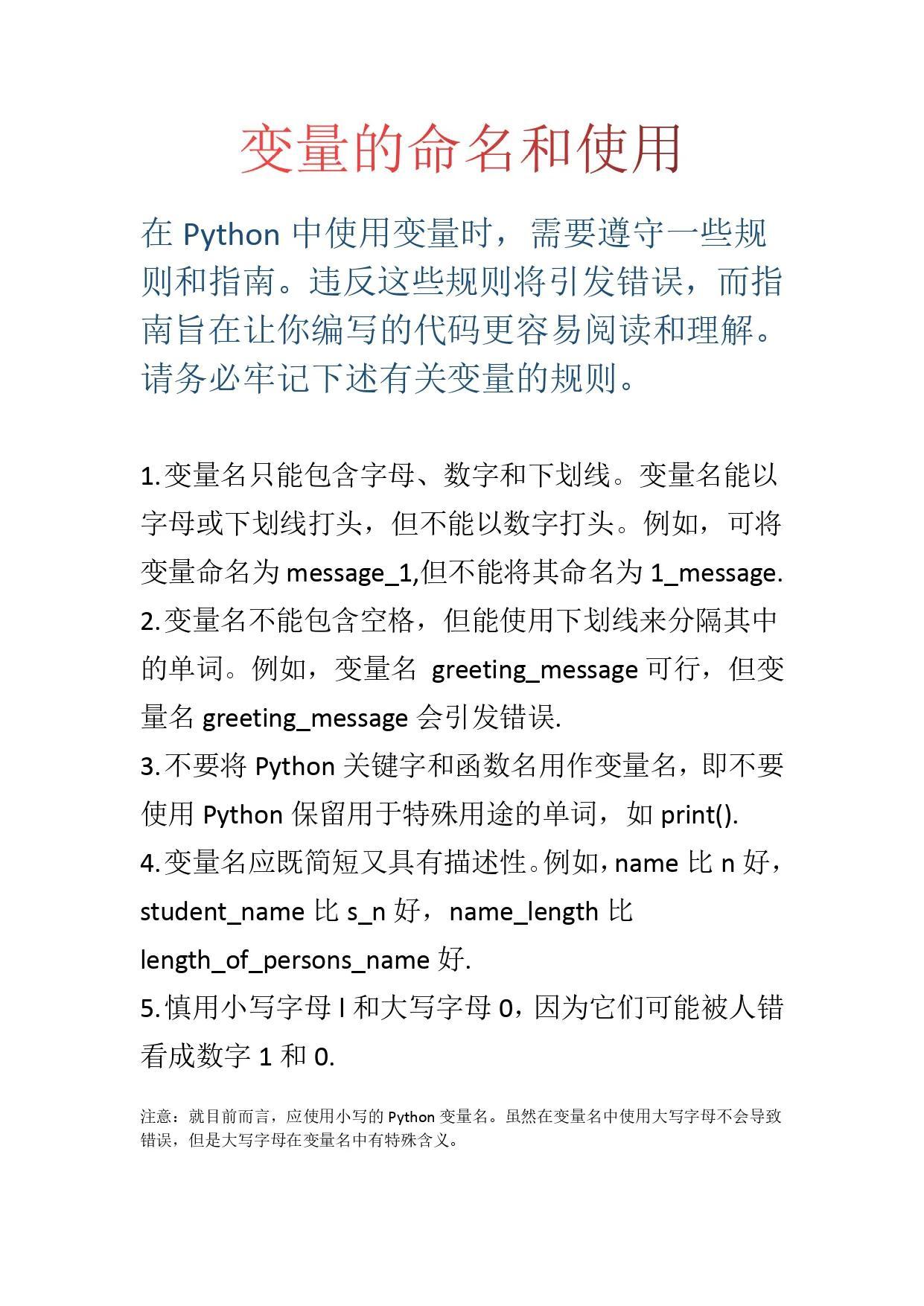 python语言变量命名规则_python的变量命名规则