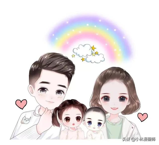 可爱哥妹头像，哥妹头像一组可爱真人（可爱又有趣的卡通全家福微信头像图片）