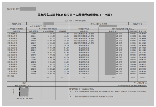 个人所得税纳税记录图片