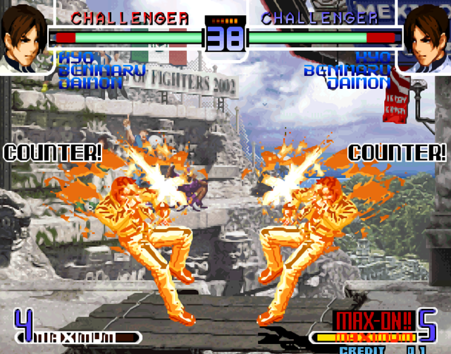 拳皇97连续技，拳皇97特瑞最快通关（经典街机《拳皇》1P和2P一起摇大招）