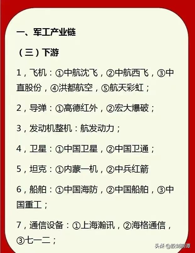 军工股票龙头股有哪些，军工板块龙头股票（最全军工产业链及细分龙头股汇总）