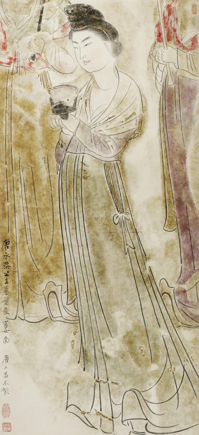 唐代墓室壁画作品，已成为国潮中顶流IP。唐代壁画临摹绘画作品收藏热