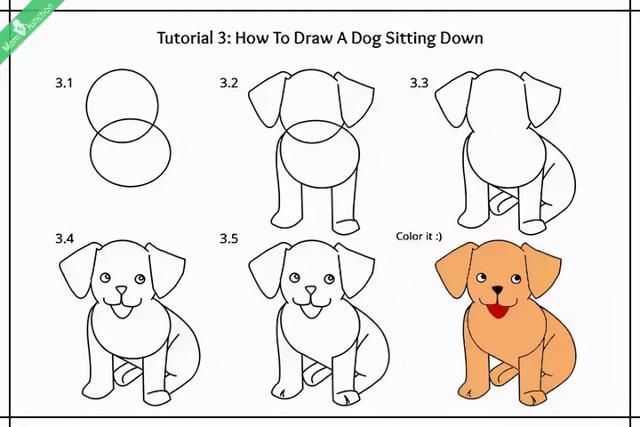 简笔画小狗步骤，怎么画小狗（九种小狗的简笔画法详细教程）