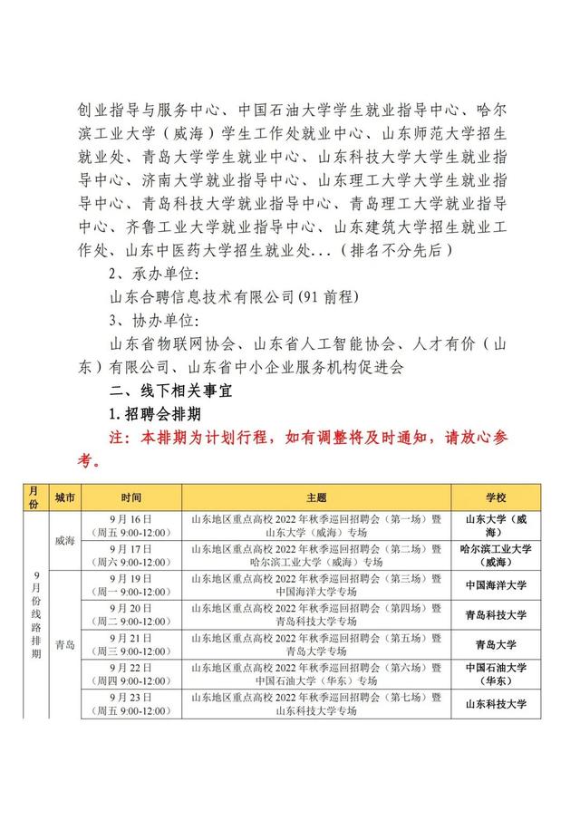 哈尔滨工业大学威海就业网，哈尔滨工业大学威海校区地址（山东地区重点高校2022年秋季公益巡回招聘会邀请函）