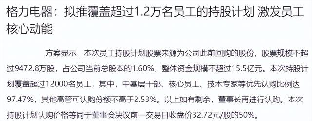 员工持股计划是利好吗（格力电器的员工持股价16.36元）